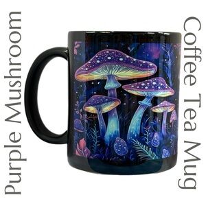 Purple Mushroom Mug - Fantasy Forest Ceramic Cup - Psychedelic Nature Art